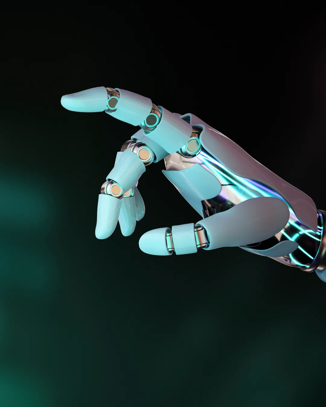 A robotic hand reaching out